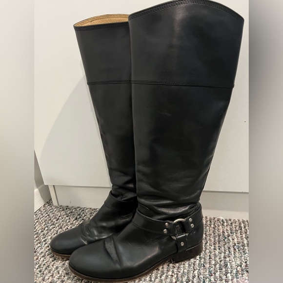 Frye Veronica Harness Tall Leather Boots Size  8 - Picture 1 of 14